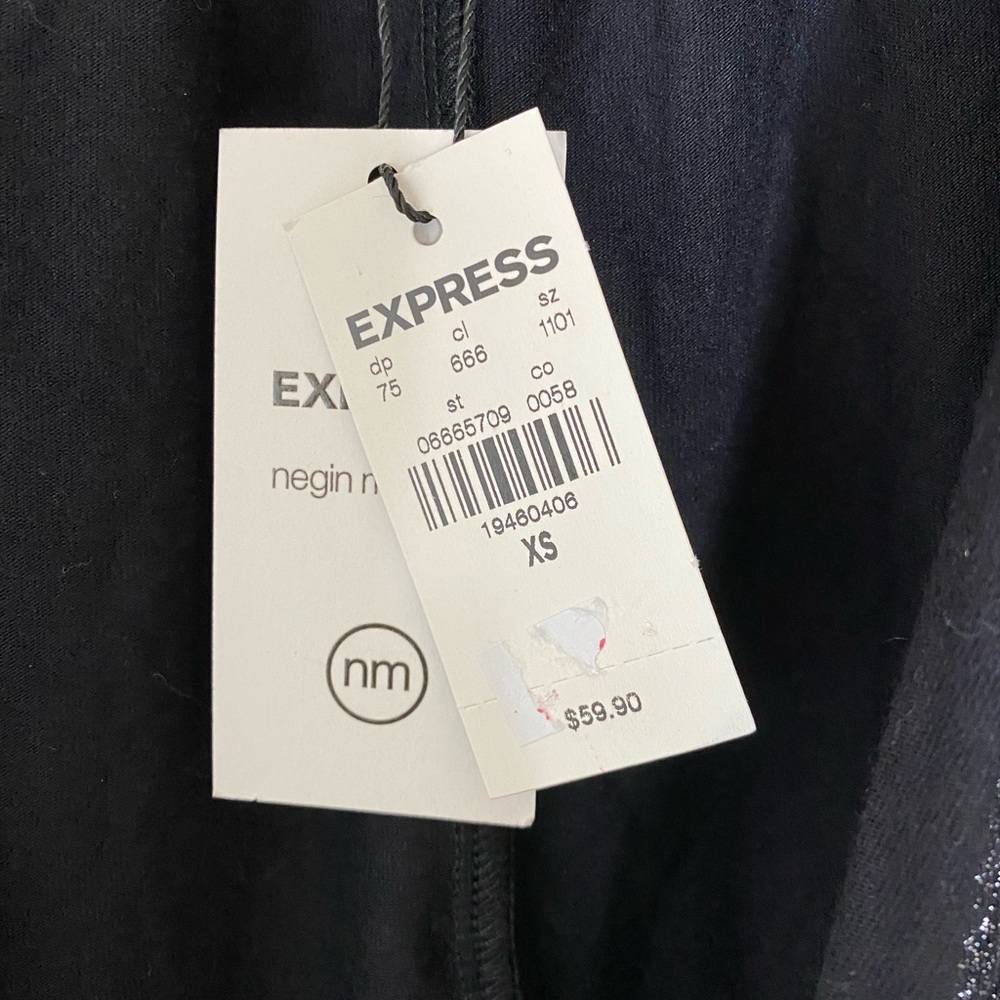 Express x Negin Mirsalehi black metallic wrap top - Picture 7 of 9